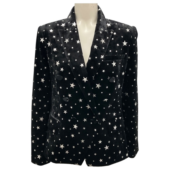 L'AGENCE BLACK / SILVER KENZIE VELVET AND METALLIC STAR BLAZER
